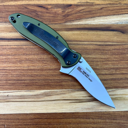 Kershaw Scallion 2.5" Flipping Knife w/ Olive Aluminum Handle