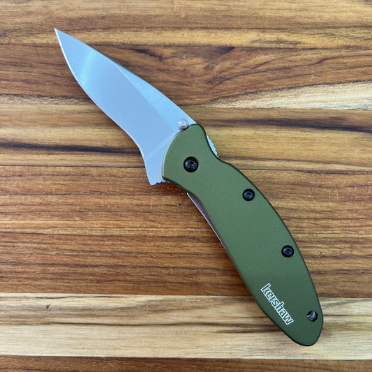 Kershaw Scallion 2.5" Flipping Knife w/ Olive Aluminum Handle
