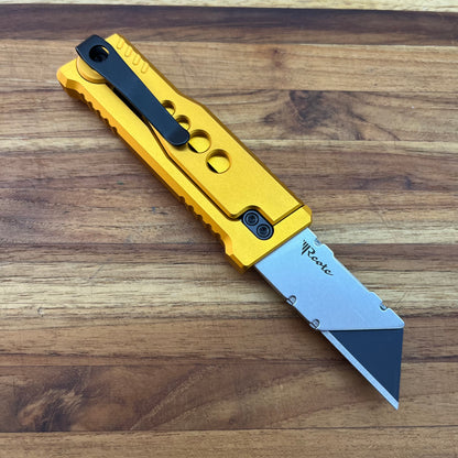Reate Exo-U Gravity 2.5" Utility Knife w/ Yellow Speedhole Handle