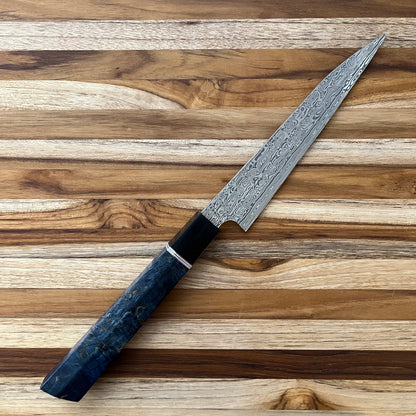 Alfredo Faccipieri Artisanal 165mm (6.5") Petty w/ Damasteel Bifrost Damascus & Blue Karelian Birch Handle