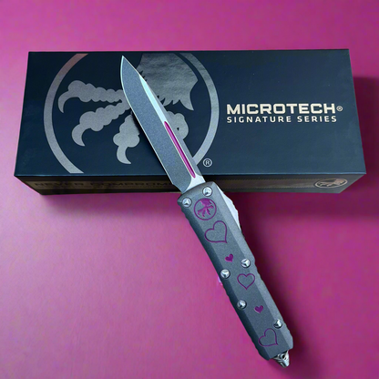 Microtech UTX-85 Valentine's Edition 3" OTF w/ Grey Handle