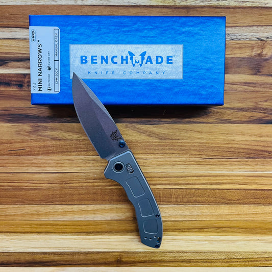 Benchmade Mini Narrows 3" Folding Knife w/ Gray Titanium Handle