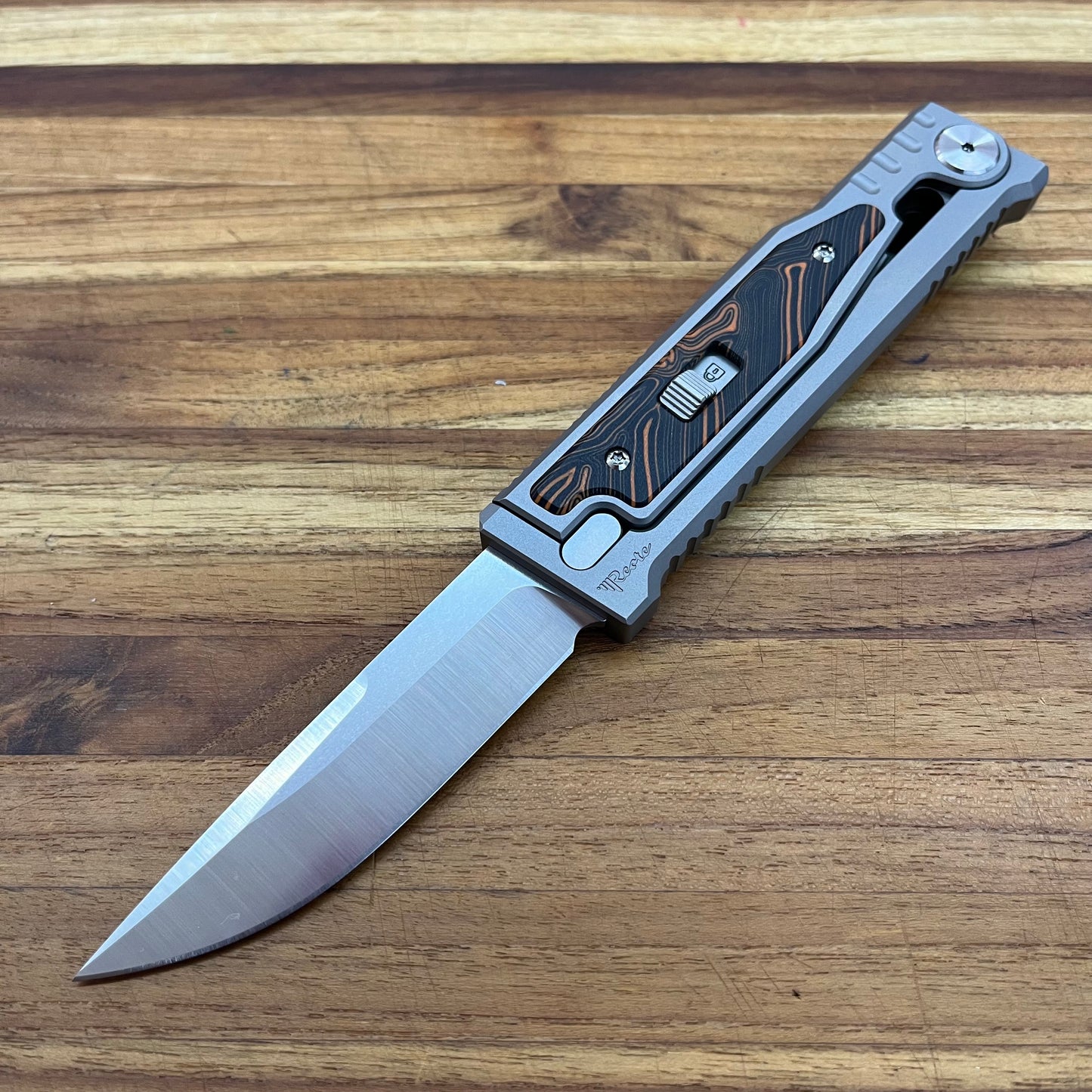 Reate EXO-M 3.25" Drop Point Gravity Knife w/ Orange & Black Handle