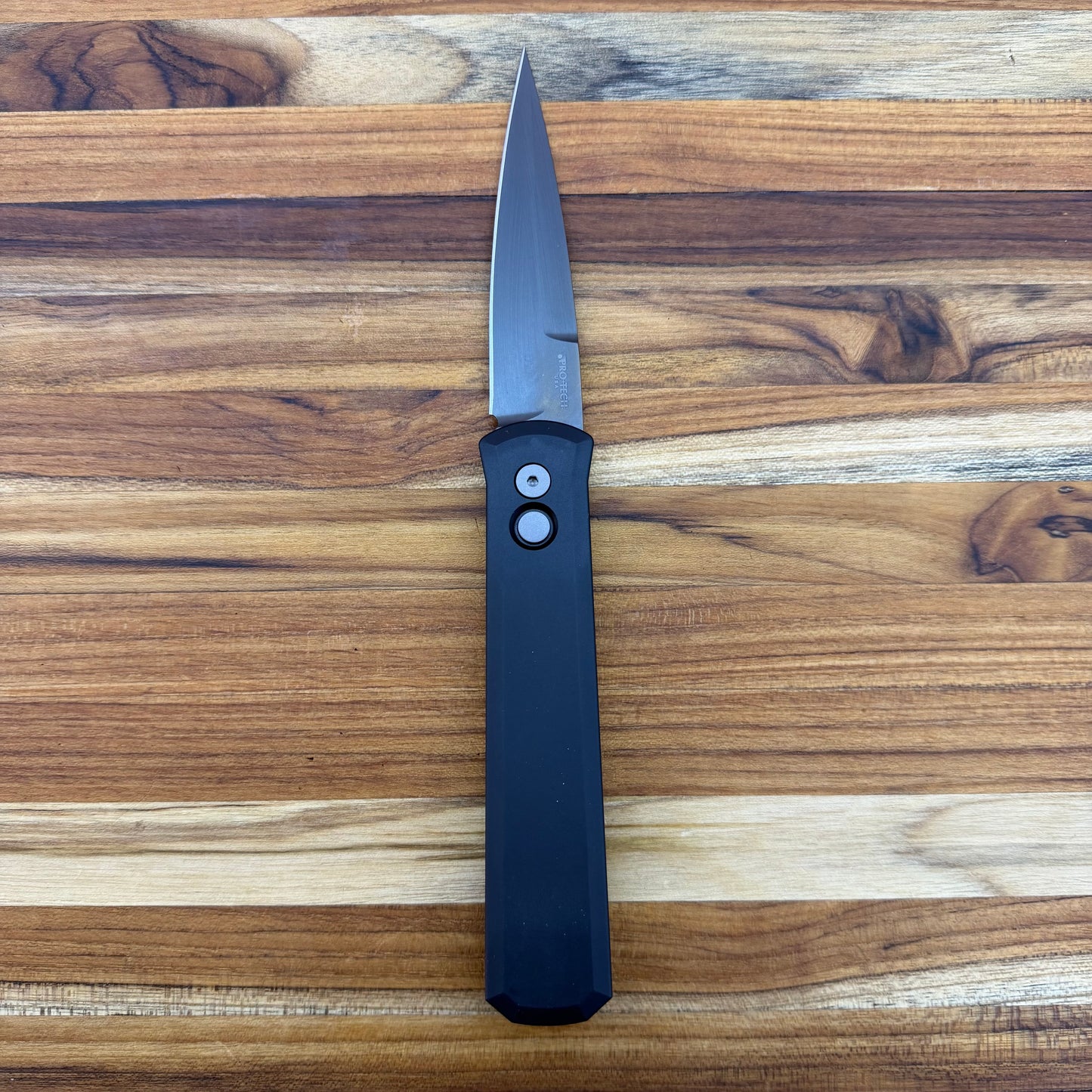 Pro-Tech Godfather 4" Auto w/ Smoky Grey Blade & Black Aluminum Handle