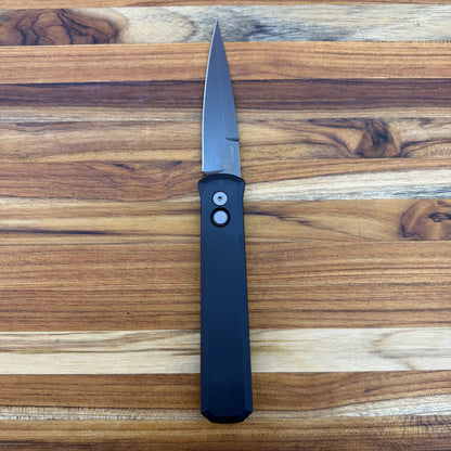 Pro-Tech Godfather 4" Auto w/ Smoky Grey Blade & Black Aluminum Handle