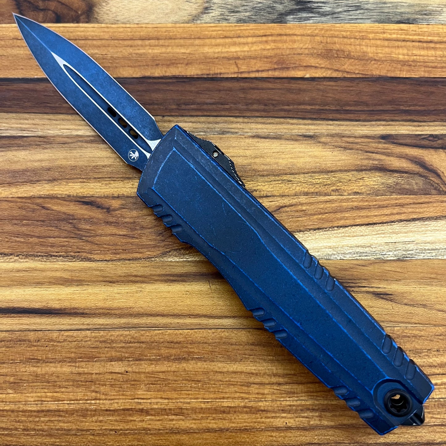 Microtech Luminary ZBP D/E 3.5" OTF w/ Weathered Blue Aluminum Handle