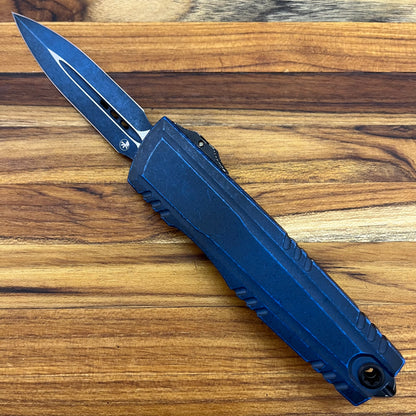 Microtech Luminary ZBP D/E 3.5" OTF w/ Weathered Blue Aluminum Handle
