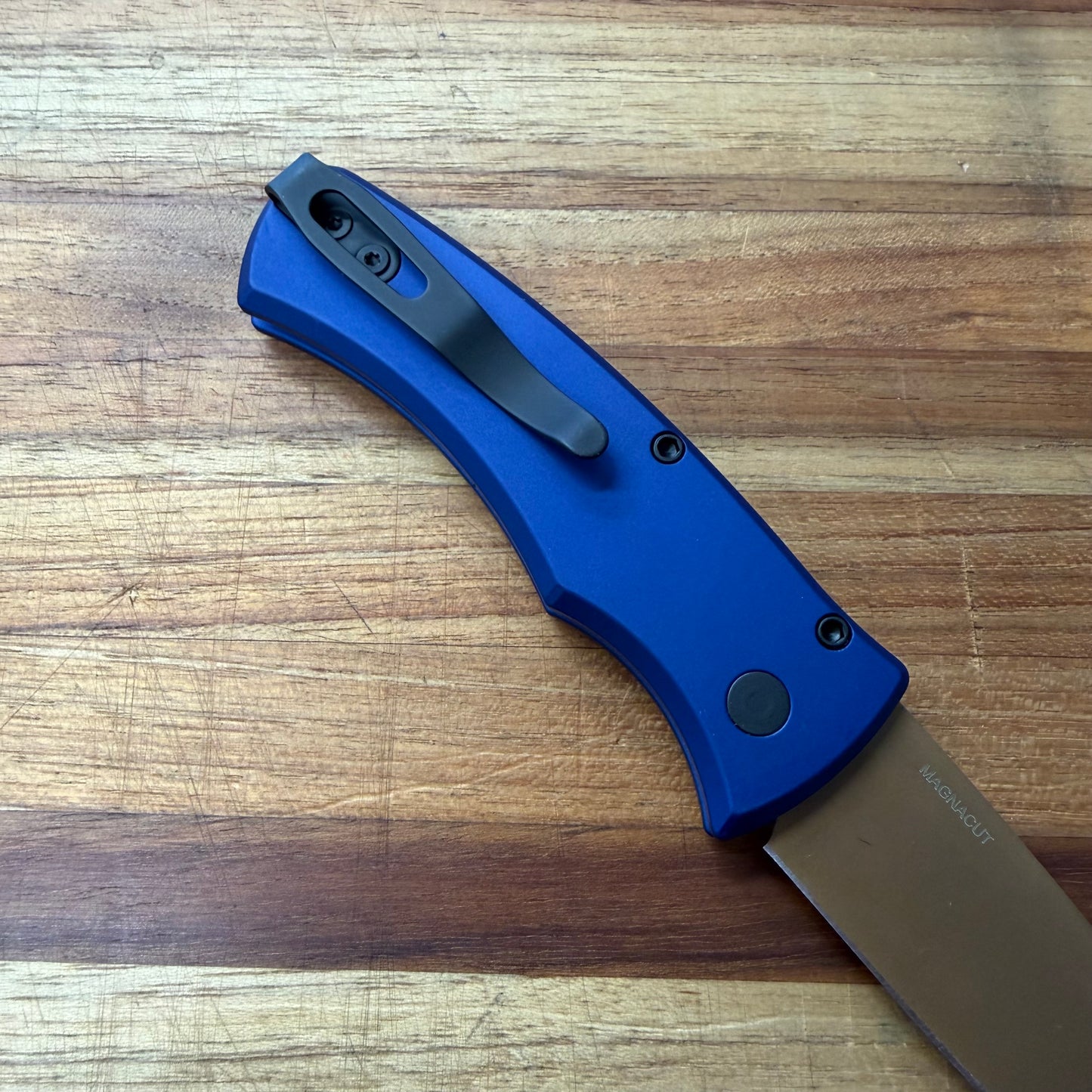 Pro-Tech *Limited Edition* Duke 2 2.75" Auto w/ Tan PVD & Navy Blue Aluminum Handle