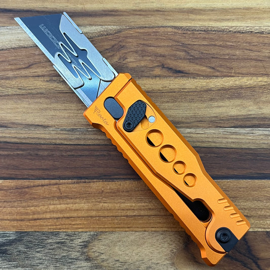 Reate Exo-U Gravity 2.5" Utility Knife w/ Orange Speedhole Handle