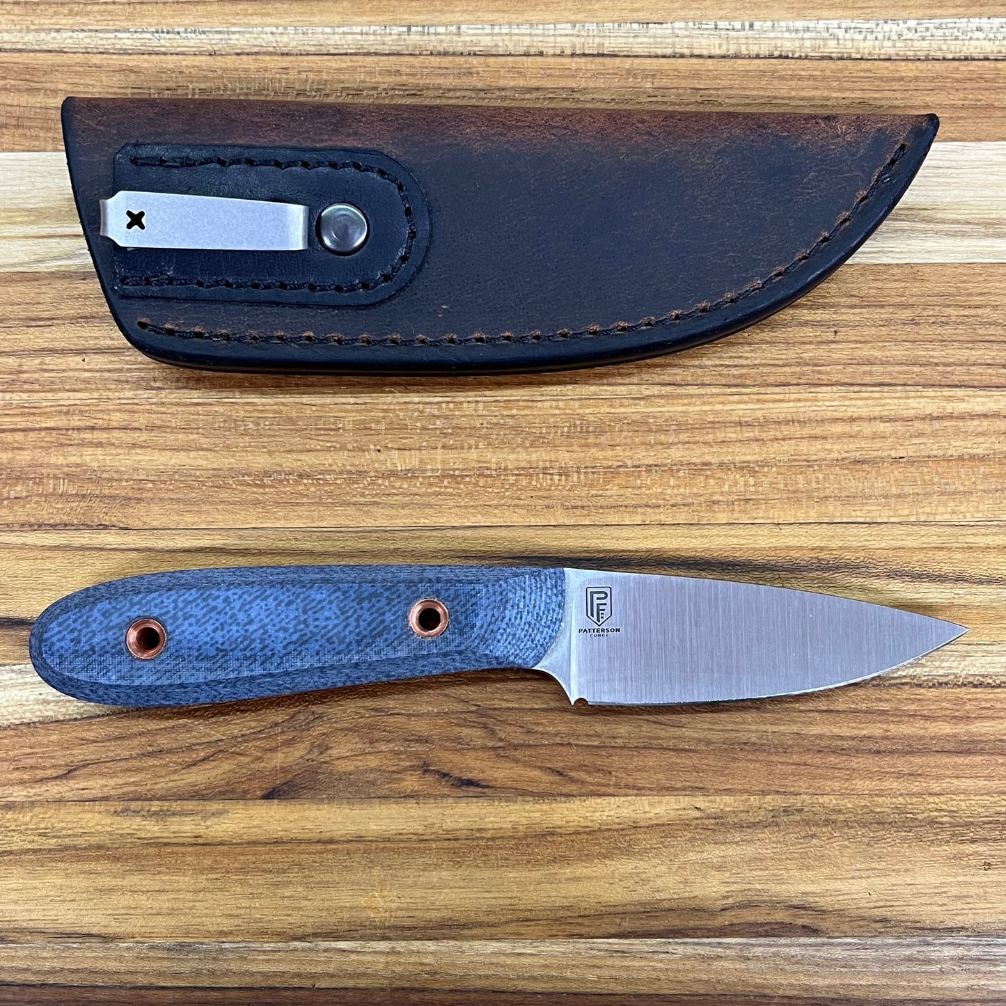 Patterson Forge 70mm (2.75") Fixed Blade w/ Denim Micarta Handle
