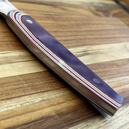 Patterson Forge Semi-Custom 200mm (8") Chef's Knife w/ Purple Multi-Colored G10 Handle