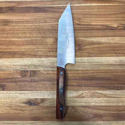 Meglio Semi-Custom 6.5" CD#1 Satin Kiritsuke w/ Lasered Sugar Skull & Cocobola Handle