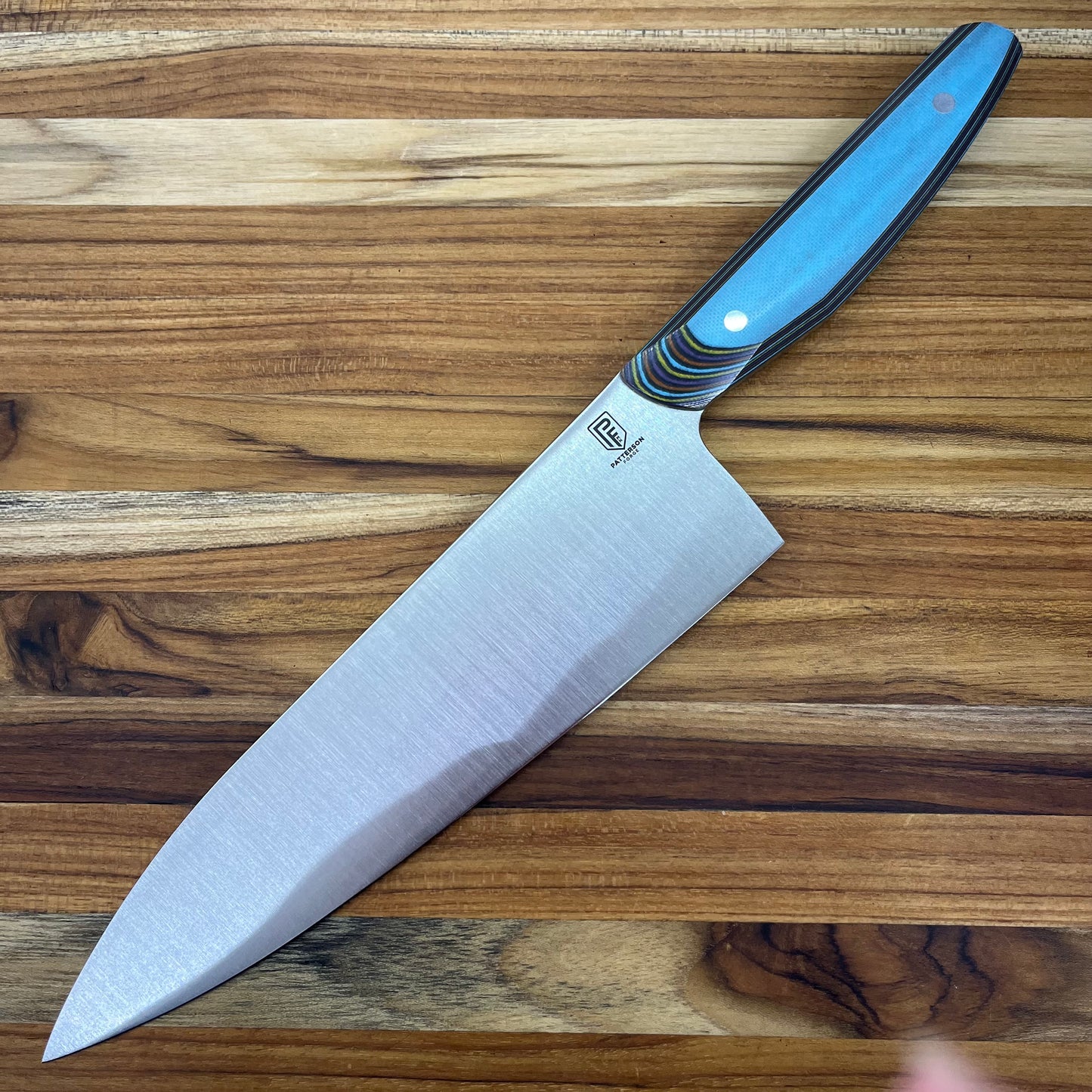 Patterson Forge Semi-Custom 200mm (8") Chef's Knife w/ Multi-Colored G10 Handle