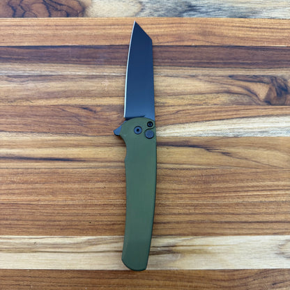Pro-Tech Malibu 3.25" Flipping Knife w/ Black DLC & Green Aluminum Handle