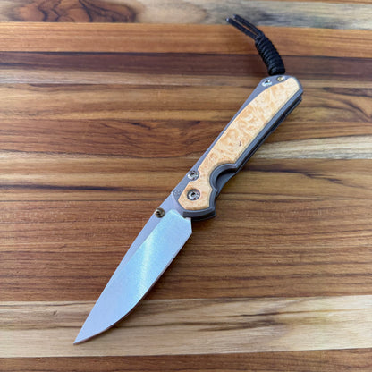 Chris Reeve Small Sebenza 31 3" Folding Knife w/ Polished Titanium Handle & Box Elder Maple Inlay