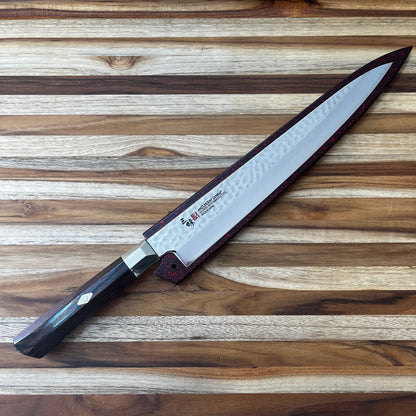 Mcusta Zanmai Red Lacquer 300mm (11.75") Sujihiki Saya w/ Pin