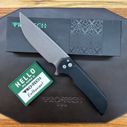 Pro-Tech Mordax 3.5" Flipping Knife w/ Acid Wash Blade & Black Aluminum Handle