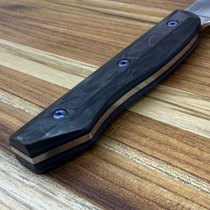 Meglio Blade Show Custom 7" Satin Sakimaru Honesuki w/ S-Grind & Carbon Fiber Handle