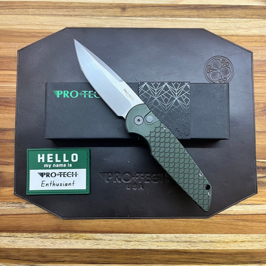 Pro-Tech TR-3 3.5" Auto w/ Green Fishscale Handle