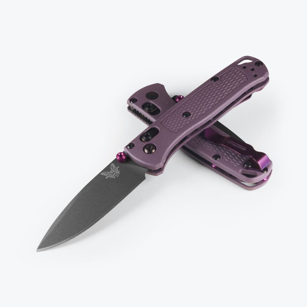 Benchmade Mini Bugout 2.85" Folding Knife w/ Dark Purple Grivory