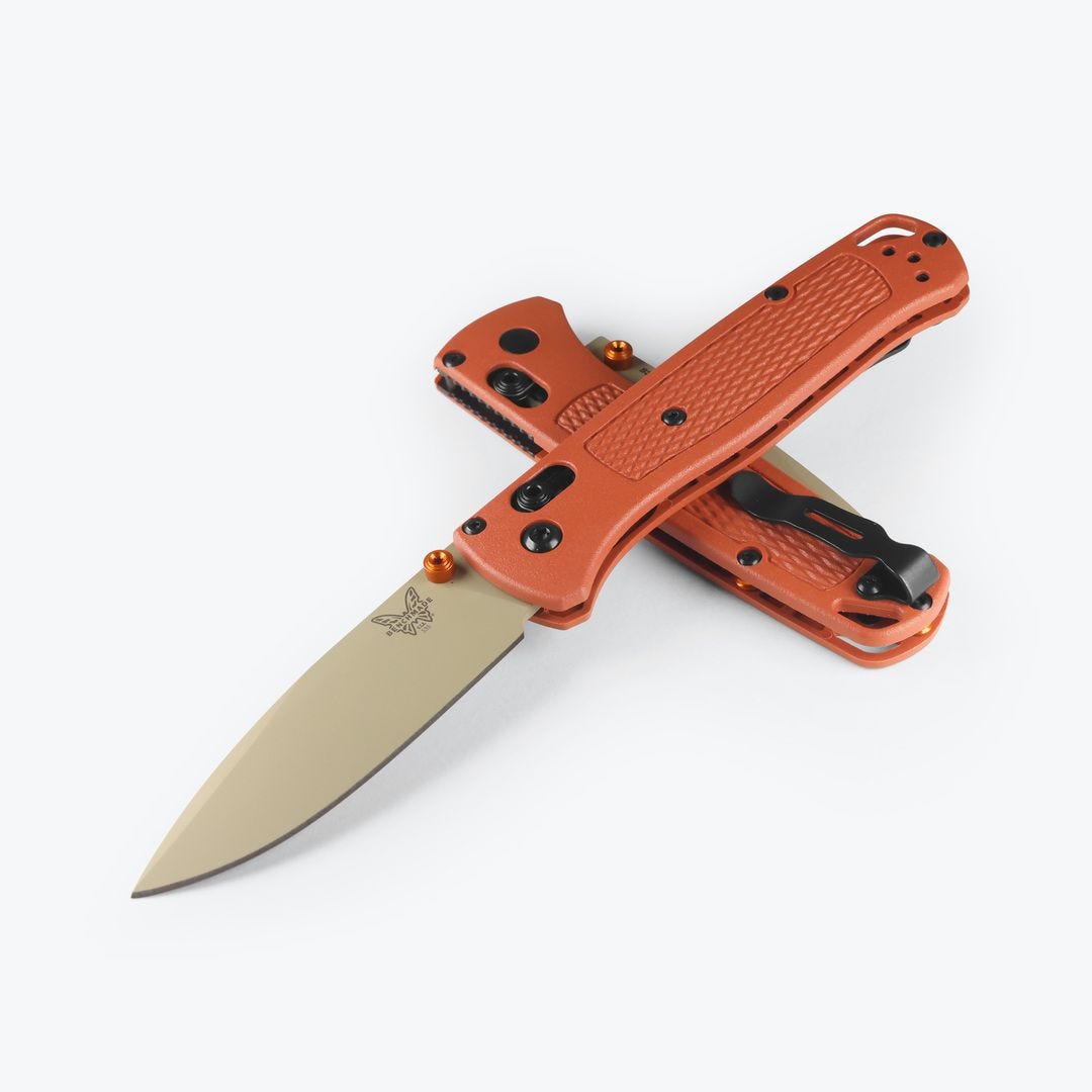 Benchmade Bugout 3.25" Folding Knife w/ Rust Orange Grivory Handle