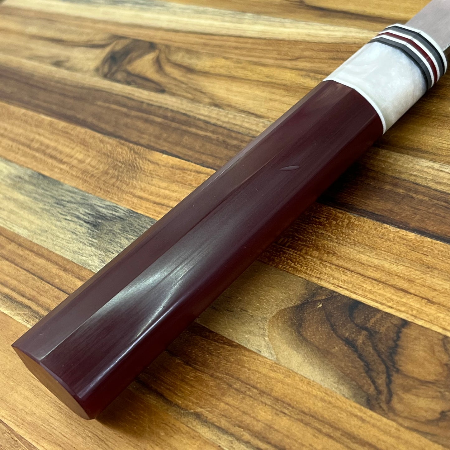 3rd Hill Customs 155mm (6") Bunka w/ Red Wine Resin Handle