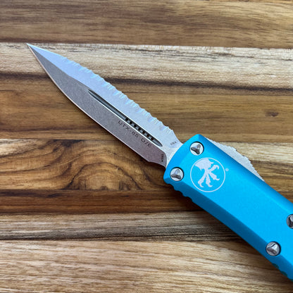 Microtech UTX-85 D/E 3.11" Stonewash F/S OTF Auto w/ Turquoise Handle