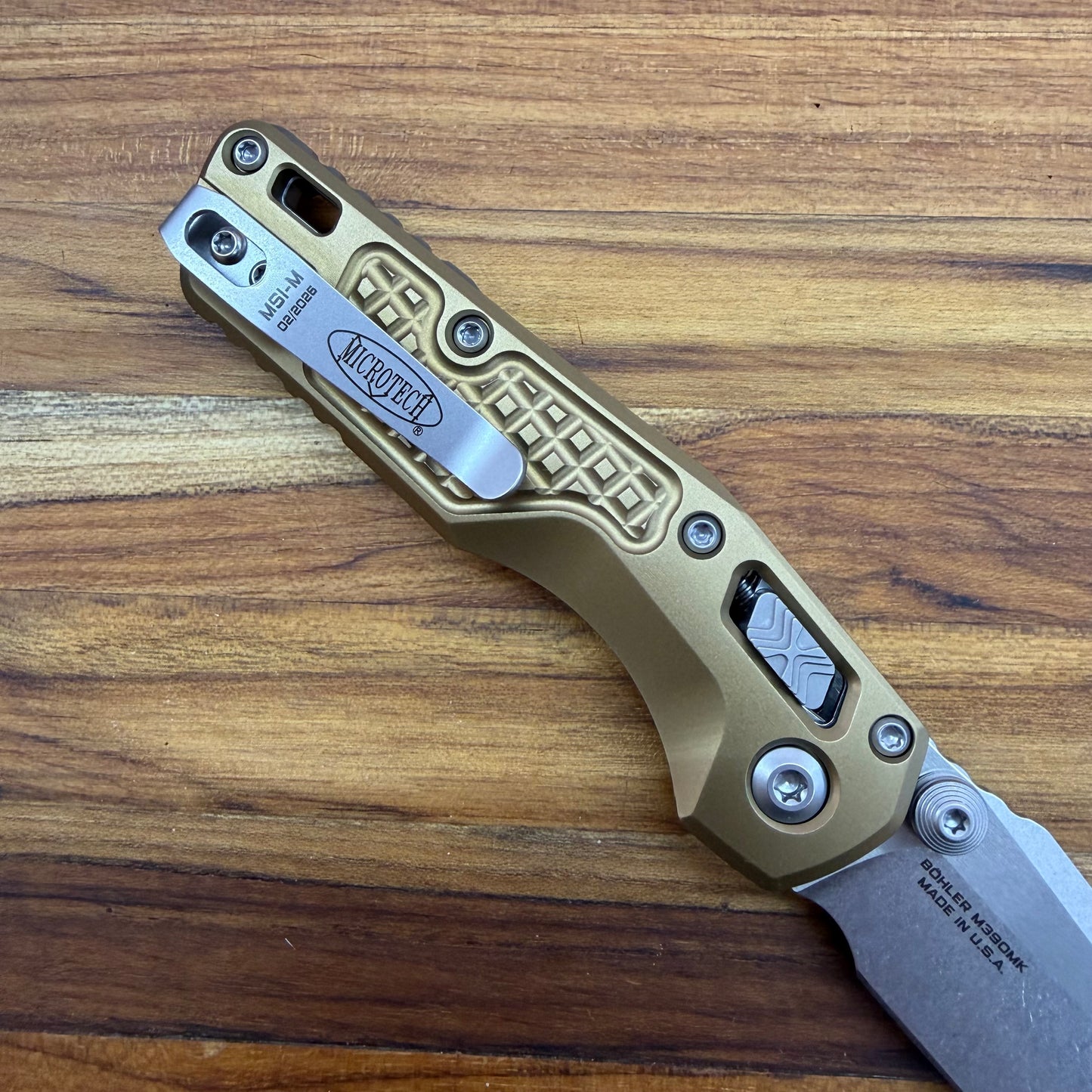 Microtech MSI Mini 3" Folding Knife w/ Tan Frag Aluminum Handle
