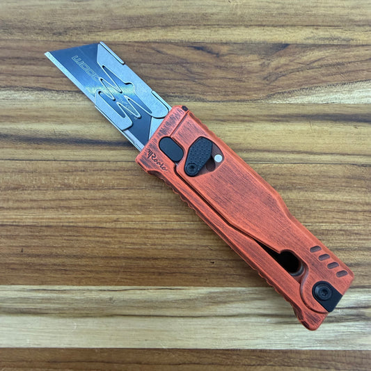 Reate Exo-U Gravity 2.5" Utility Knife w/ Distressed Orange Handle
