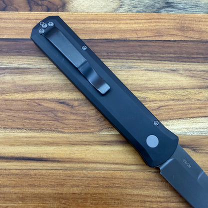Pro-Tech Godfather 4" Auto w/ Smoky Grey Blade & Black Aluminum Handle