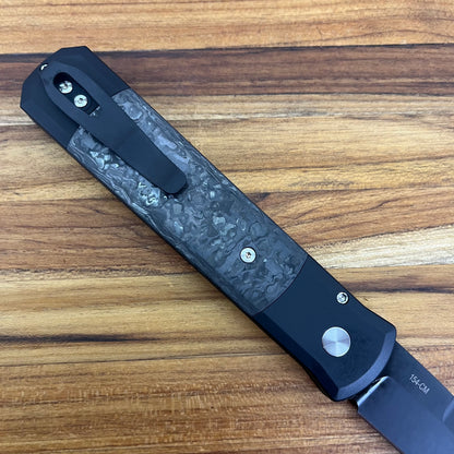 Pro-Tech Godfather 4" Auto w/ Carbon Fiber Inlay & Black Aluminum Handle
