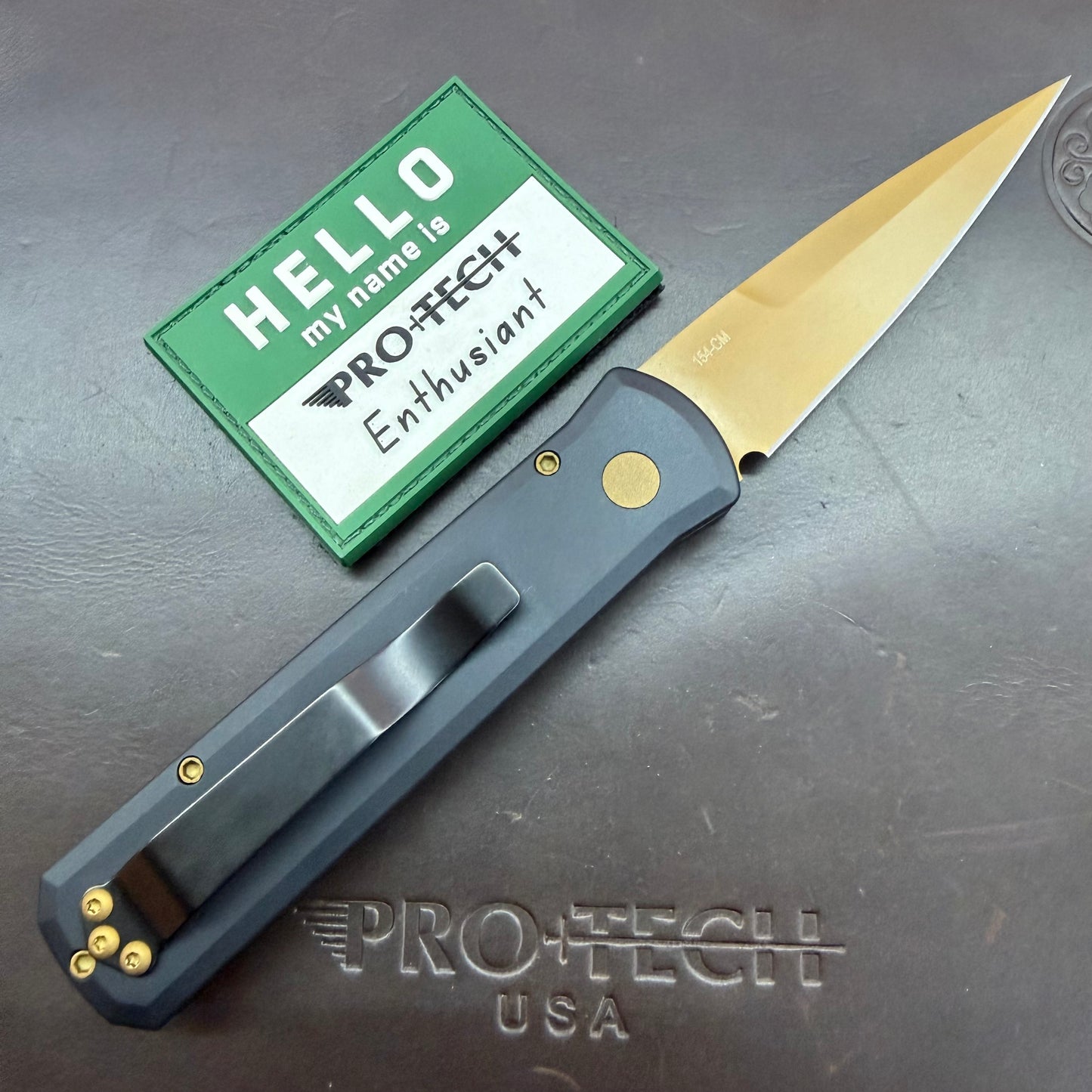 Pro-Tech Godson 3.15" Auto w/ Tan Blade & Black Aluminum Handle