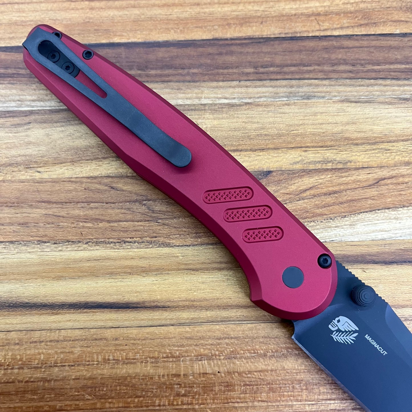 Pro-Tech Avalon 4" Folding Knife DLC Black w/ Knurled Red Aluminum Handle