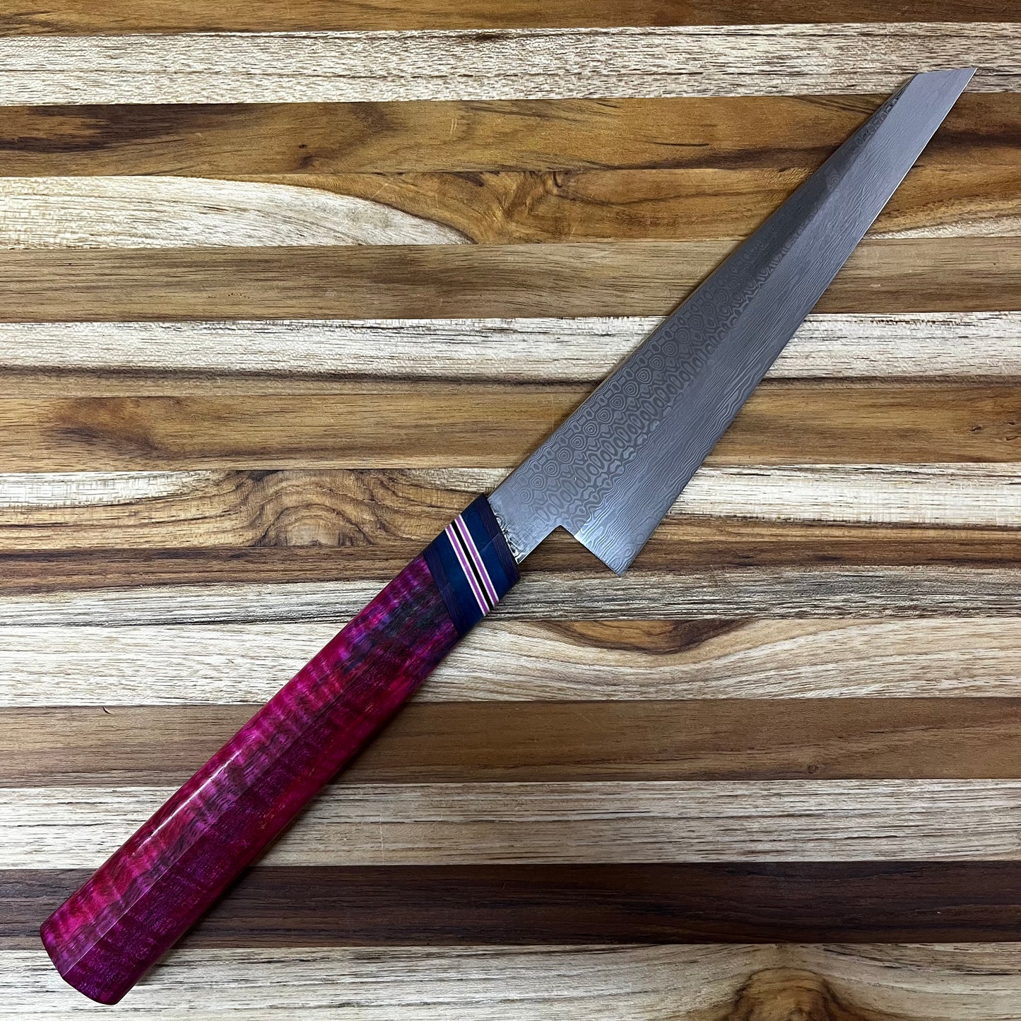 3rd Hill Customs Damasteel 175mm (7.0") Honesuki w/ Curly Mango Handle