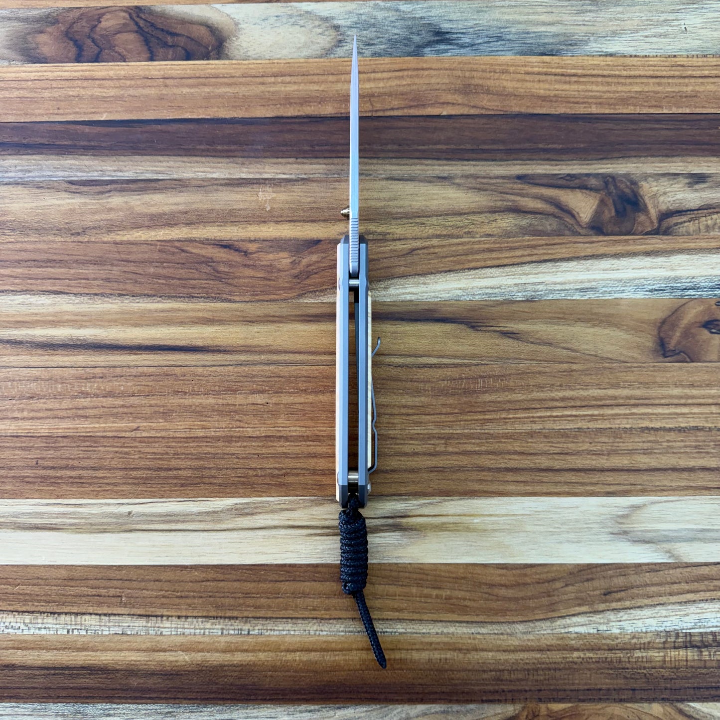 Chris Reeve Small Sebenza 31 3" Folding Knife w/ Polished Titanium Handle & Box Elder Maple Inlay