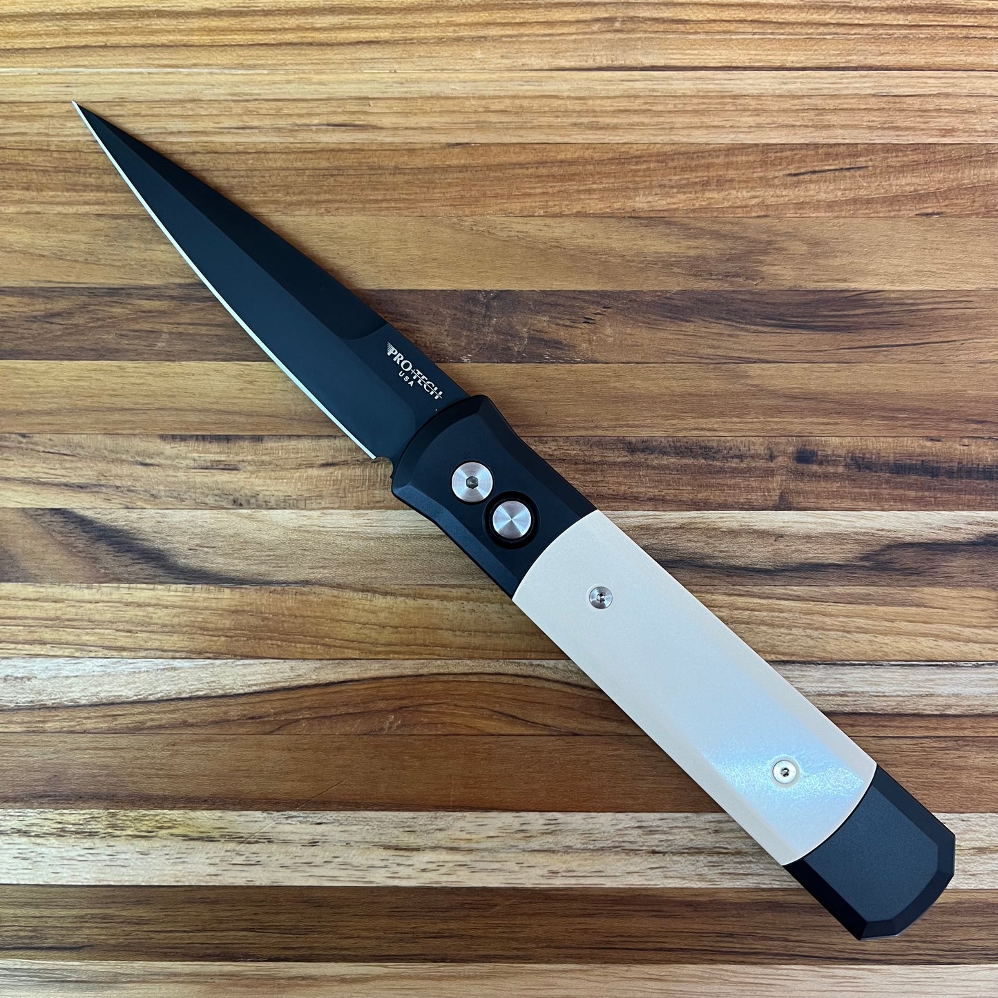 Pro-Tech Godfather 4” DLC Auto w/ Ivory Micarta Handle