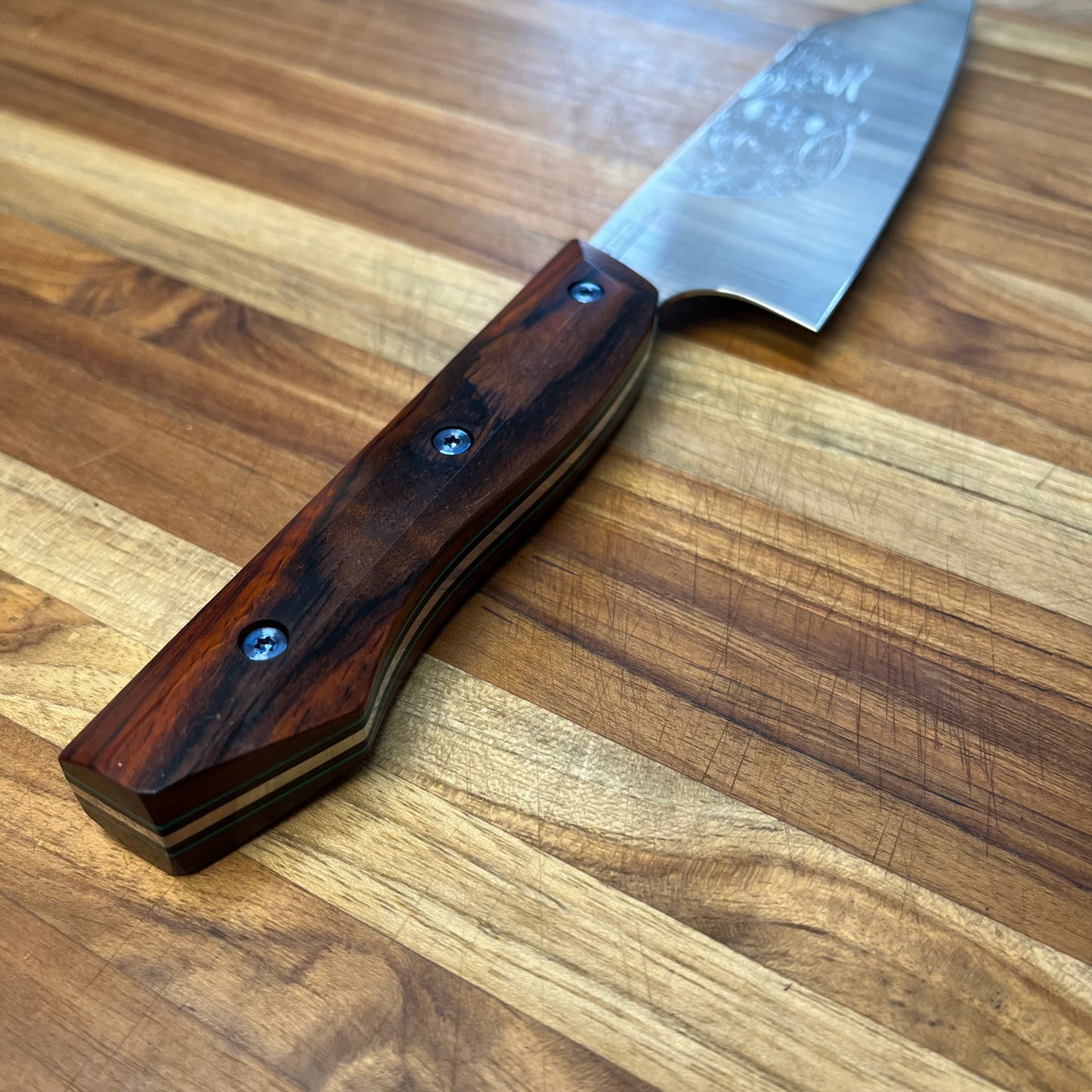 Meglio Semi-Custom 6.5" CD#1 Satin Kiritsuke w/ Lasered Sugar Skull & Cocobola Handle