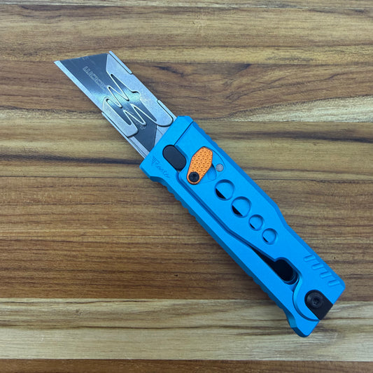 Reate Exo-U Gravity 2.5" Utility Knife w/ Blue Speedhole Handle