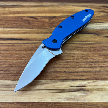 Kershaw Scallion 2.5" Flipping Knife w/ Navy Blue Aluminum Handle