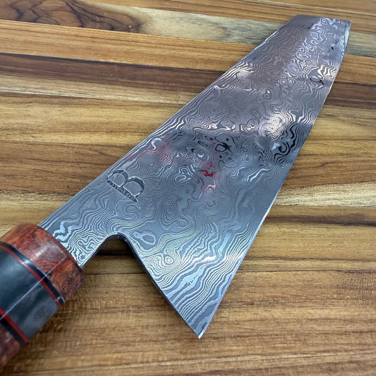 Baldwin Blades 215mm (8.5") Damascus Gyuto w/ K-Tip & Orange Black Ash Handle