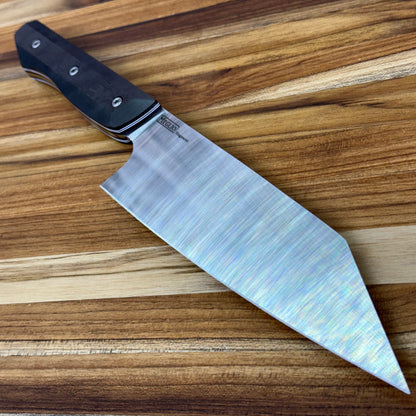 Meglio Blade Show Semi-Custom 6.5" Satin Kiritsuke w/ Black Dunes Carbon Fiber Handle