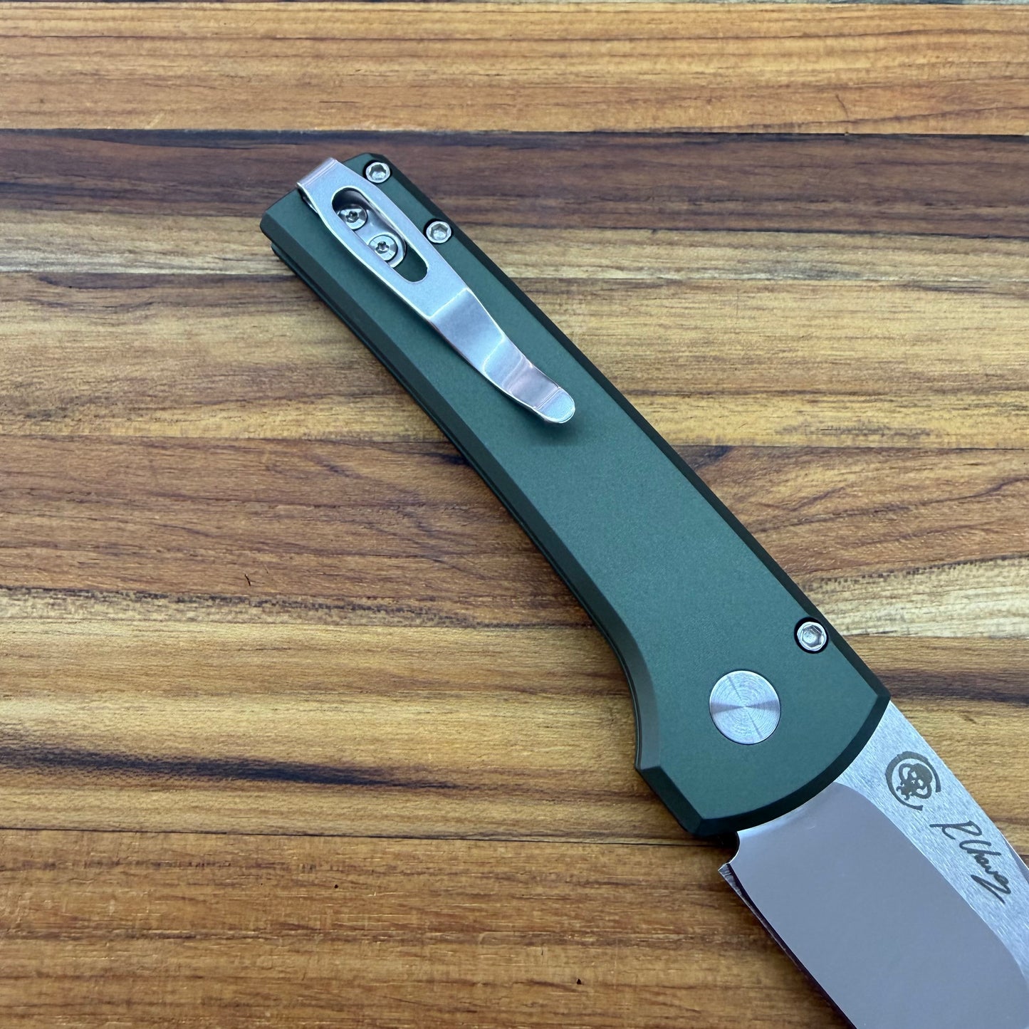 Pro-Tech 2026 Chavez Scapegoat Compact Custom 003 3" Auto w/ Green Aluminum Handle