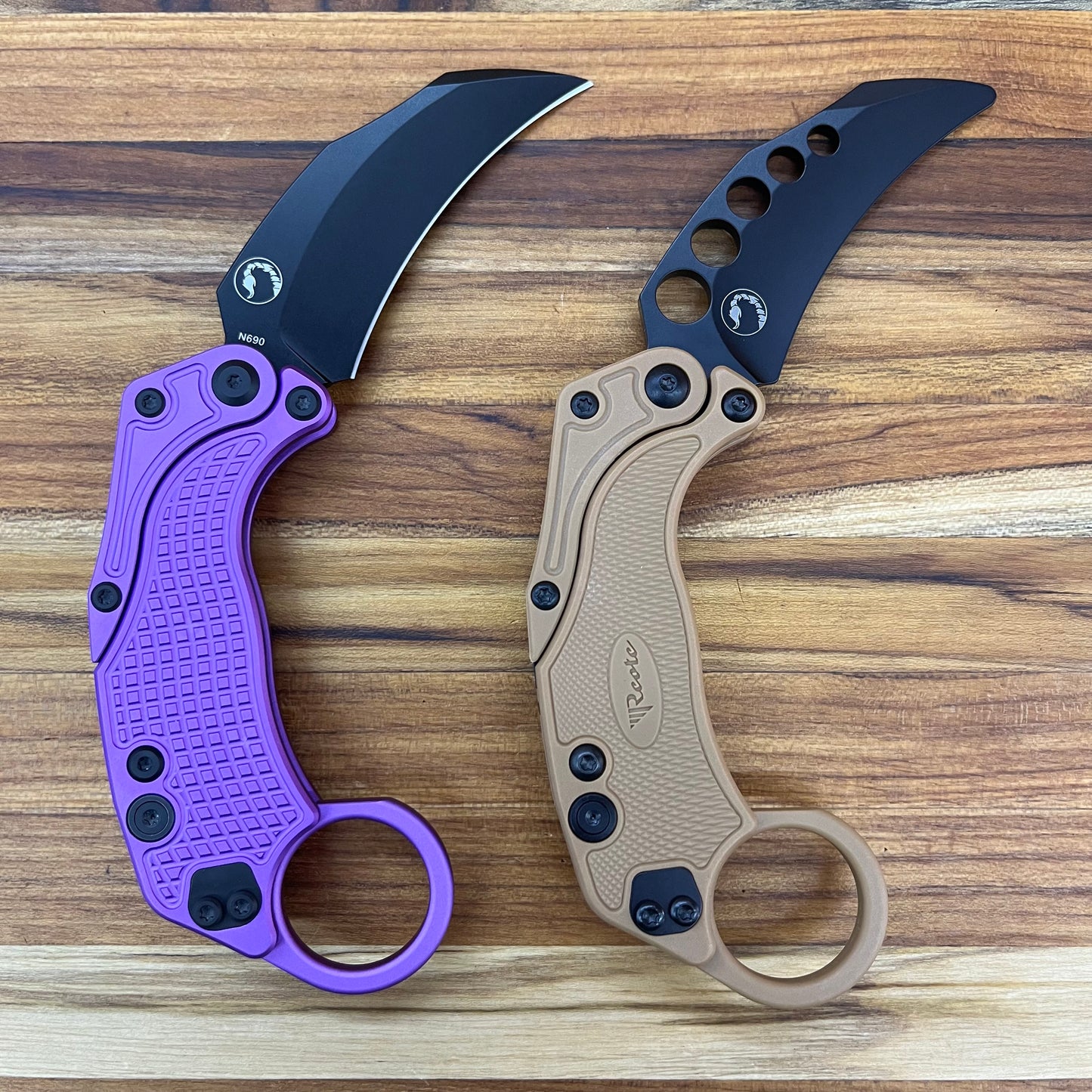 Reate EXO-K 3" PVD Purple Gravity Karambit w/ Trainer Knife
