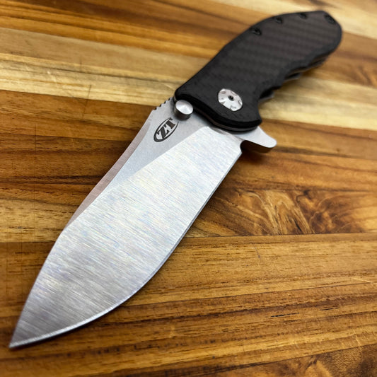 Zero Tolerance CF Hinderer 3.5" Folding Knife w/ Black & Gray Carbon Fiber Over Titanium Handle