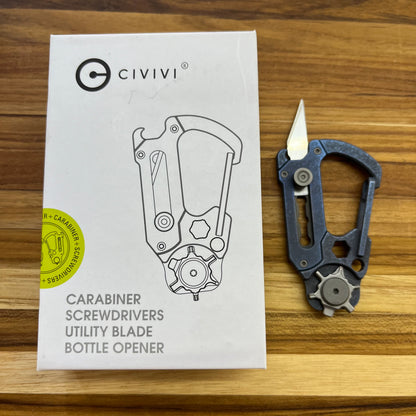 Civivi Polymorph 2.8" Blue Carabiner w/ Retractable Utility Blade