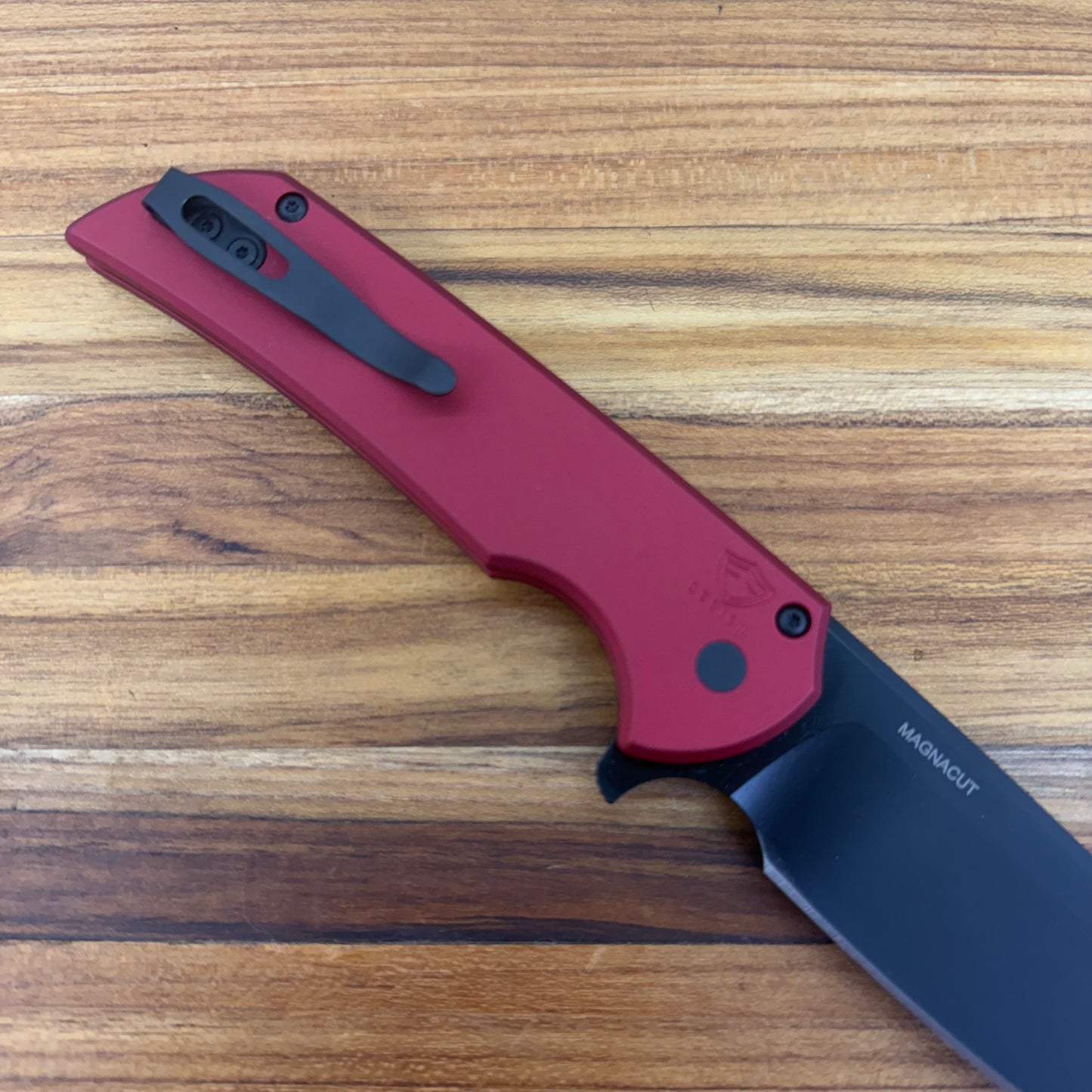 Pro-Tech Mordax 3.5" Flipping Knife w/ Black DLC Blade & Red Aluminum Handle