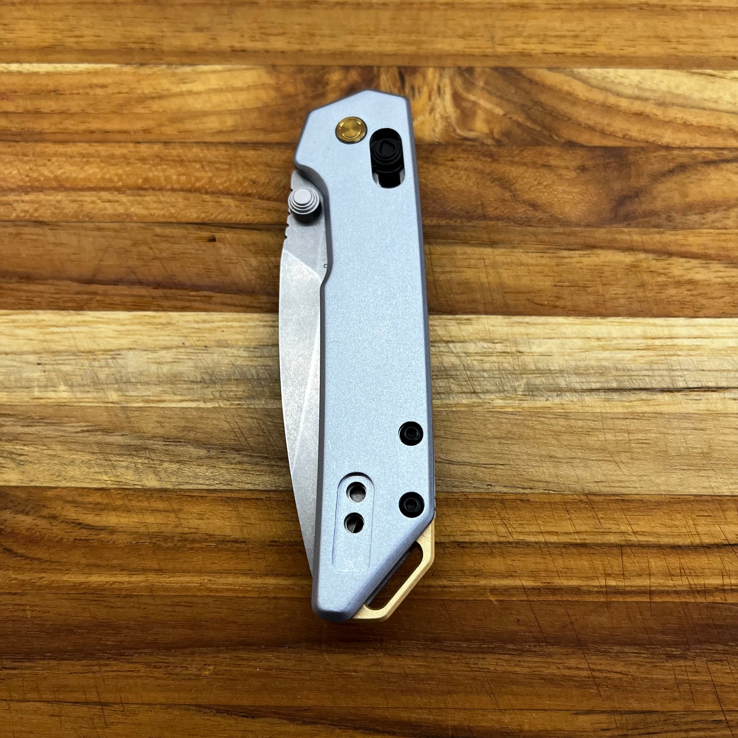 Kershaw Mini Iridium 3" Folding Knife w/ Ice Blue Aluminum Handle & Gold Accents
