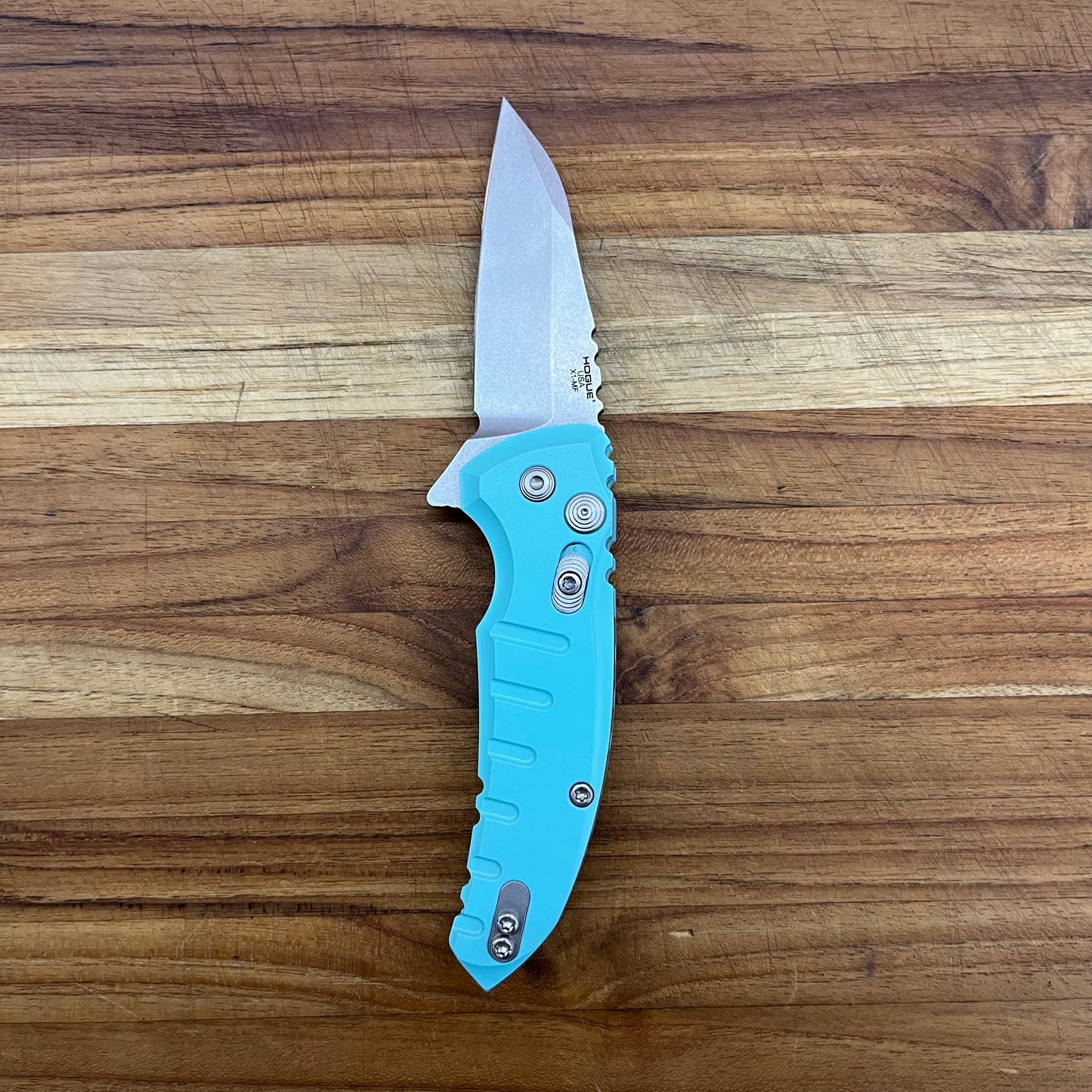 Hogue X1-MicroFlip 2.75" Flipping Knife w/ Aquamarine Aluminum Handle