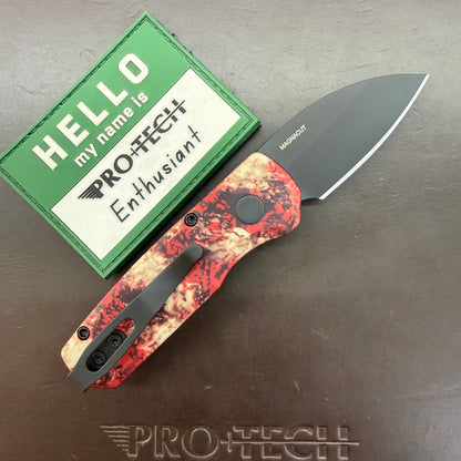 Pro-Tech Runt 5 2" Auto w/ DLC Wharncliffe Blade & Crimson Tiger Camo Aluminum Handle