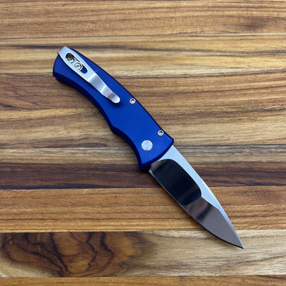 Pro-Tech Custom Duke 2 2.75" Auto w/ Mike Irie Grind & Navy Blue Aluminum Handle